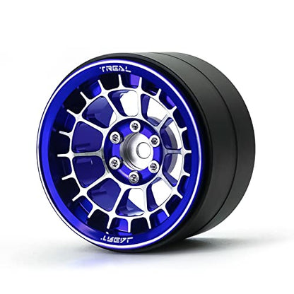 Treal Aluminium 2.2 Beadlock Wheels Rims(2) pcs Fit RC Crawler Mud Truck 2.2 Tires (Blue) - color: Blue