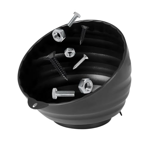 Magnetic Nut Cup, Curved Magnetic Parts Tray Bolts Organizer Holds Up to 5 Pounds, Multi-Use Nuts Screws Bowl Small Parts Tray Attaches to Metal Surface, Car Accessories (Black) - color: Black