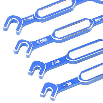 RC Car Wrench, 4PCS RC Car Repair Wrench Turnbuckle Nut Ball Joint Remover Aluminum Alloy RC Maintenance Spanner 3.0‑6.0mm for RC Car Truck - color: Blue