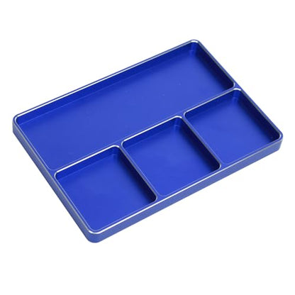RC Repair Screw Tray, Aluminum Alloy 4 Grids Screw Tray with Magnetic Pad for 1/10 1/8 RC Car Airplanes Helicopters, Durable Tool Tray for Model Screws and Small Parts (Blue) - color: Blue