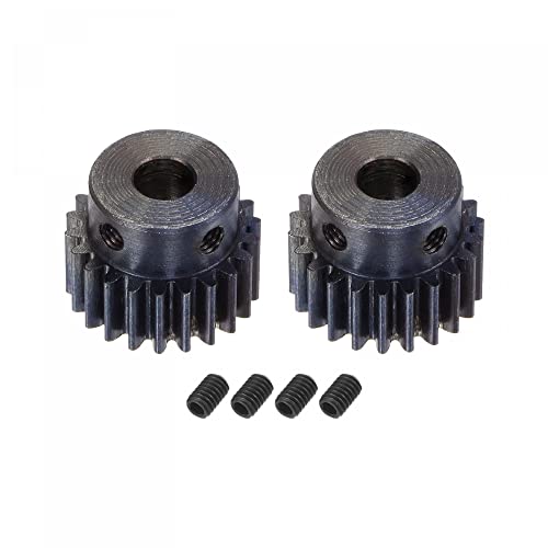 uxcell 1Mod 22T Pinion Gear 6mm Bore Hardened Steel Motor Rack Spur Gear with Step for RC Car Truck Buggy Gear Drive, 2 Set