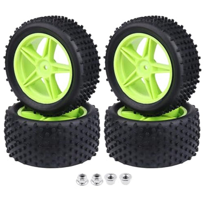 Preglued 1/10 Buggy Wheels and Tires Set 12mm Hex 3.35" / 85mm, Foam Inserts Replacement for RC Off-Road Car, Compatible with Traxxas, Arrma, Redcat, HSP, Losi, WLtoys 144001 4pcs (Color 03) - color: Color 03