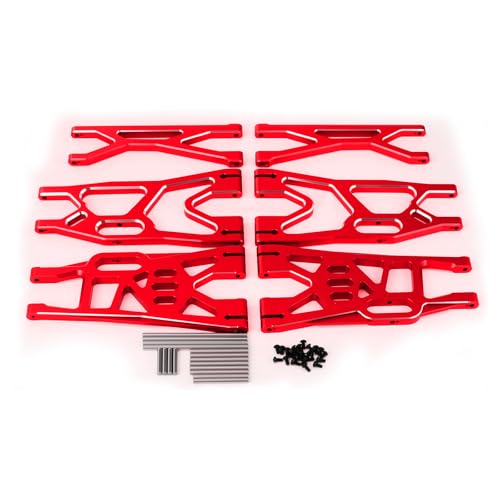 Aluminum Front Upper Lower Swing Arm Set & Rear Lower Suspension Arm for RC 1/5 X-Maxx (Red) - color: Red