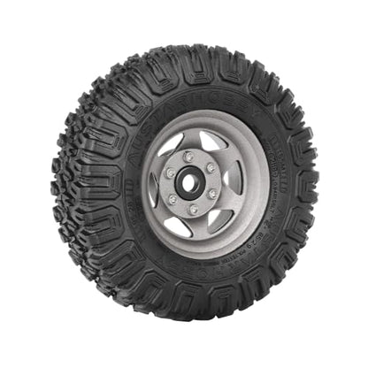 4PCS RC Car 1.55 Inch Tyres Aluminum Alloy Metal Beadlock Wheel Rim and Rubber Tires for 1/10 RC Crawler Car for Axial AX90069 D90 TF2 Tamiya CC01 LC70 MST JIMNY(85mm-6Spoke Grey) - color: 85mm-6spoke Grey