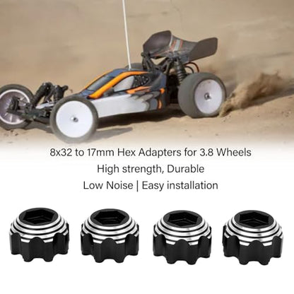 VBESTLIFE RC Wheel Hex Adapters, Aluminum Alloy 8x32 to 17mm Hex Adapters for 8x32 3.8in Wheels Electric Car Truck (Black) - color: Black