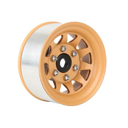 4PCS 1.55 Inch Aluminum Alloy Metal 10Holes Beadlock Wheel Rim Hubs Replacement Accessory for Tamiya AX90069 D90 TF2 CC01 CC02 1/10 RC Crawler Car Upgrade Parts(A-Yellow) - color: A-yellow