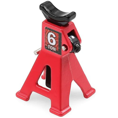 4pcs 1/24 RC Scale Metal Mini Toy Jack Stands for Simulation Compatible with 1/18 and 1/24 RC Crawler Cars SCX24, AX24, TRX4M, FCX24 (Red) - color: Red