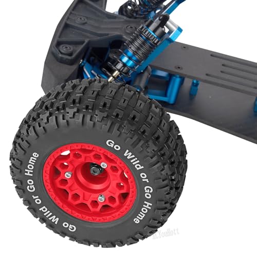 RC Truck Wheels Tires 12mm/14mm/17mm Hex for 1/10 Arrm a Senton/Slash 2WD 4WD 4×4/Axia1/Redca t/Rc4w d,w/Detachable Replace Running on Off-Road Tire RC Wheel Hex,Wheels and Tires,Red - color: Red- (Wheel Tires)