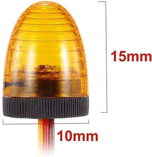 Circular Ultra Bright LED Police Light Rotating Flash Alarming Strobe Lamp 5Modes for 1/8 1/10 1/14 RC Car Firefighting Ambulance Crawler Truck for CC01 D90 SCX10(10x15mm,Yellow) - color: 10x15mm,Yellow