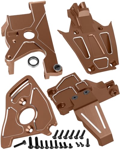RC Alloy Chassis Brace Mounts & Motor Mount & Motor Plate Upgrades Part for 1/10 Jato 4X4 Brushless,Jato 4X4 VXL,Replace #9025,#7460A,#7490,Bronze - color: Bronze(1set)