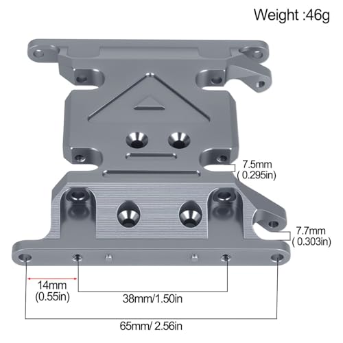 Aluminum Center Transmission Skid Plate Mount for Axial SCX10 II 90046 90047 1/10 RC Crawler Upgrades Parts (Black) - color: Black