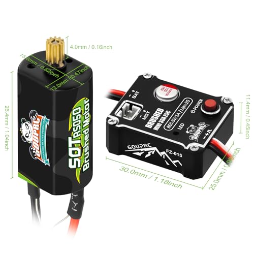 GOUPRC Brushed Mini ESC 30A with 50T Brushed Motor & Motor Mount Combo Kit for 1/24 Axial SCX24 AX24 RC Crawler Upgrades