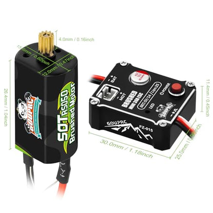 GOUPRC Brushed Mini ESC 30A with 50T Brushed Motor & Motor Mount Combo Kit for 1/24 Axial SCX24 AX24 RC Crawler Upgrades