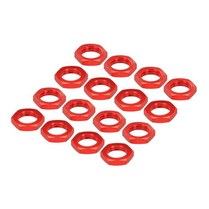 MECCANIXITY Aluminum 17mm RC Wheel Nut Thread M12x1.0mm Hex Wheel Nuts RC Wheel Nut for 1/8 RC Model Car Trucks Off Road Car Upgraded Parts Pack of 16(Red) - color: Red