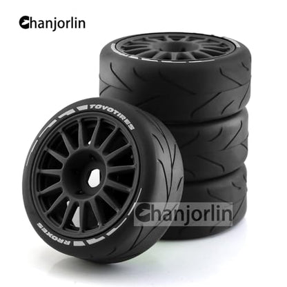 1/8 RC On Road Car Tires And Wheels Rims 17mm Hex 103mm Rubber Rally Tyres For 1:8 Scale RC On-Road Racing Car HPI WR8 HSP Hobao ARRMA Redcat Losi Kyosho VRX RC Rally Drift Car 4PCS (Black A) - color: Black a