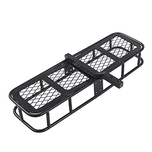 Metal 6.41"x1.92" RC Back Hitch Cargo Carrier Luggage Basket Rear Carrier Mount Trailer Compatible with RC4WD Traxxas TRX4 Axial SCX10 90046 SCX10 III D90 Redcat Gen7 1/10 RC Crawler Car