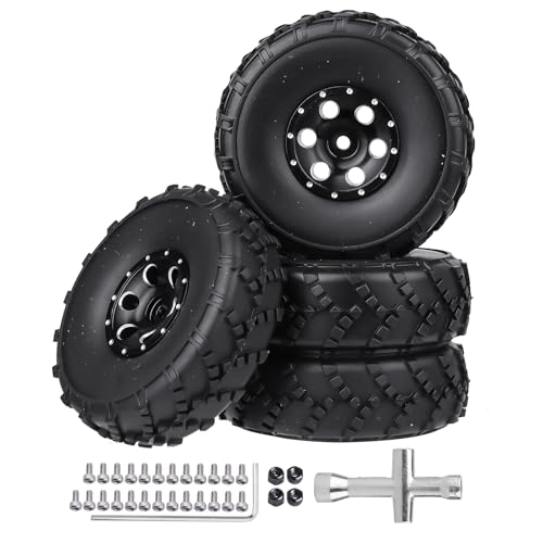 HobbyPark 1.0 Beadlock Wheels and 1.0 Sticky Tires 62x21mm Soft Mud Tires for 1/24 RC Crawler Car Compatible with AX24 SCX24 FCX24 Enduro24, Set of 4 (6 Spoke Rims) - style: 6 Spoke Rims