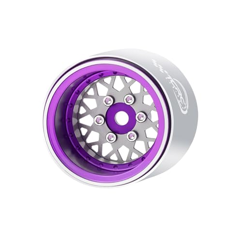 4PCS Deep Dish Grade 5 Titanium Wheel Face 1.0 Inch Beadlock Wheels Hubs for 1/24 Axial SCX24 TRX4M FCX24 Redcat Ascent-18 HPI Venture18 1/18 RC Crawler Car Upgrade Parts - color: Purple