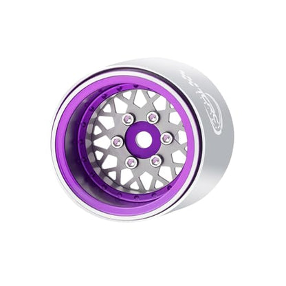 4PCS Deep Dish Grade 5 Titanium Wheel Face 1.0 Inch Beadlock Wheels Hubs for 1/24 Axial SCX24 TRX4M FCX24 Redcat Ascent-18 HPI Venture18 1/18 RC Crawler Car Upgrade Parts - color: Purple