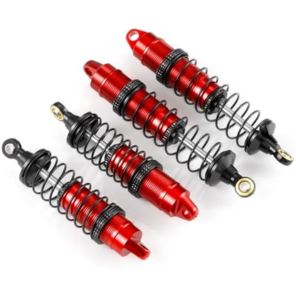 4Pcs Aluminum Front & Rear Shock Set RC Dampers，Red + Black | Upgrade Parts, For Losi 1/16 Mini-B, For Losi 1/18 Mini-T, RC Car Buggy - color: Red + Black