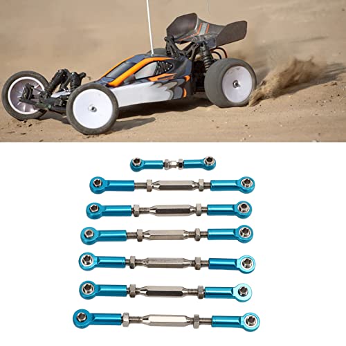 RC Car Push Rod Set, Aluminum Alloy Adjustable Turnbuckle Rod Linkage Upgrade Parts for Slash 1/10 Short Course (Blue) - color: Blue