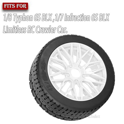 RC Tires Highway Tires for 1/8 Typhon 6s BLX,1/7 Infraction 6S BLX,Limitless RC Car,RC Wheels Set/Highway Wheel,Plastic Wheels,White - color: White- (Wheel Tires)