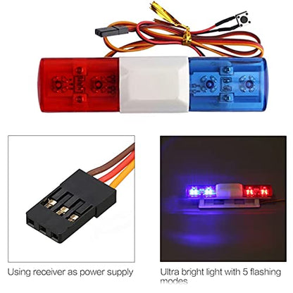 RC Car Alarming Light,WONFAST RC Model LED Police Night Light Bar Flash Lamp Compatible with 1/10 1/8 RC Model Car for HSP Tamiya CC01 Axial SCX10(Blue/Red) - color: Blue/Red