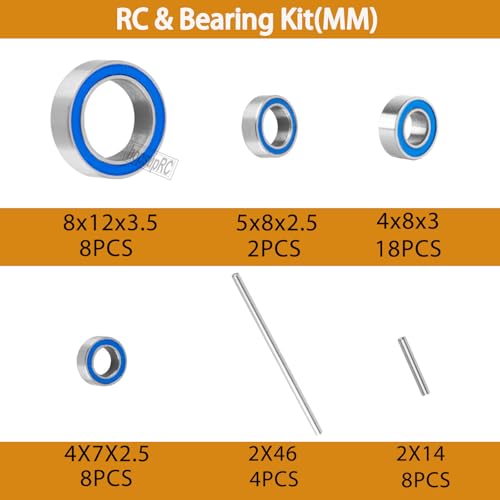 Upgrade Parts for 1/16 Slash/Rally/E-Revo/Summit/Grave Digger/Ford Mustang 4X4 4WD,RC Bearings Kit Hops Up.Navy Blue. - color: Navy Blue(for 1/16)