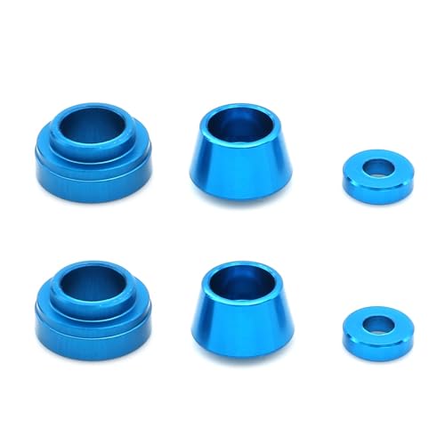 Aluminum Front Steering Cup Spacer Set for Tamiya TT-02 | 6-piece CNC-machined aluminum set; replaces the matching front steering knuckle and axle cup spacers on Tamiya TT-02