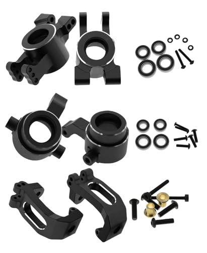 Upgrades Part for 1/8 Sledge 4WD, Alloy Caster Block & Steering Blocks & Rear Stub Axle Carriers Hops up for Sledge 4WD Monster Truck #95076-4,Replace #9537,#9532,#9552,Black - color: Black - 6pcs