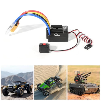 60A Brushed ESC 2-3S Electronic Speed Controller Waterproof ESC for 370 380 540 550 Brushed Motor 1/10 Remote Control Car Truck (Black) - color: Black
