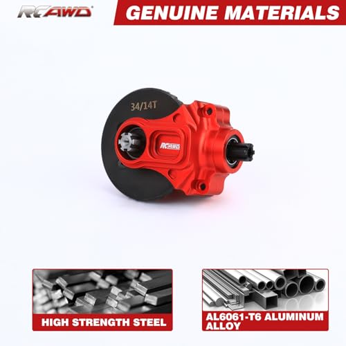 RCAWD 30K Oil, 20% Faster, 40CrMo Gear, Front Rear Diff Set 34T 13T, Enlarged Spiral Teeth for Big Rock, Granite, Senton, Vorteks, Typhon, Infraction, Vendetta 3S & Kraton Outcast Mojave 4S