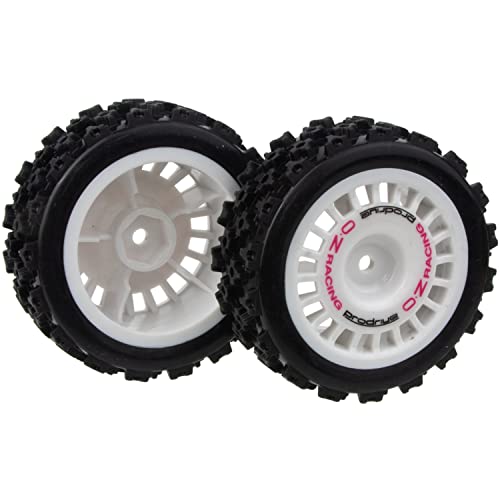 1/10 RC Rally Car Wheels Rims & Rubber Tires 12mm Hex Drive Hub for Tamiya TT-01 TT-02 TT-01E XV-01 DF-03 HPI HSP (White) - color: White