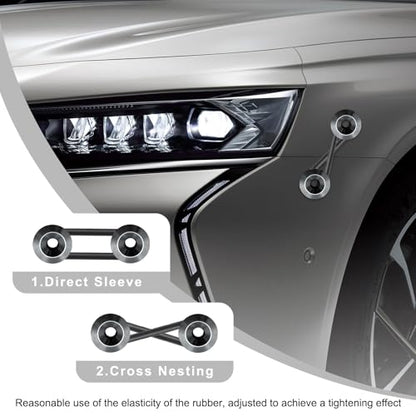 KVAEY Bumper Quick Release, JDM Front Rear Bumper Fasteners with Stainless Steel Screw Rubber O-Ring Washers, Universal Car Bumper Quick Release Tabs Trunk Bend Fenders Holders Kit (Titanium) - color: Titanium