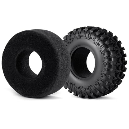 4Pcs 2.2" Crawler Mud Tires with Foam Inserts Snow Wheel Tyres OD 130mm Super Soft Rubber Tyres Compatible with Axial SCX10 90047 D90 D110 Tamiya CC01 TRX4 Gen8 1/10 RC Crawler Car Upgrades