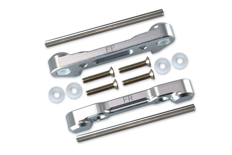1:10 Lasernut U4 Tenacity LOS03028 / Tenacity DB Pro LOS03027V2 Upgrade Parts Aluminum Front Lower Suspension Mount - 12Pc Set Silver