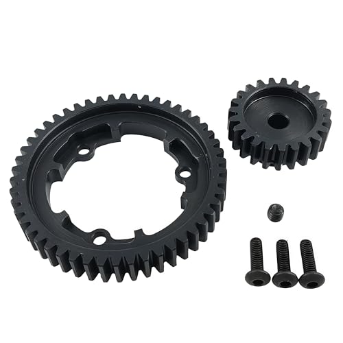 Hardened Steel 1.0 Mod Spur Gear with 23T Pinion for X-Maxx Maxx E-Revo (50T) | 1/5 Scale,1/7 XO-1,1/10 Maxx,E-Revo 2.0 VXL,Heavy Duty,Upgrade Parts,6449 Compatible,High Strength - style: 50T