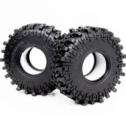HOBBYSOUL 2pcs 1.0 Tires 61 * 22.4mm Soft Sticky Mud Crawler Tyre For RC 1/18 TRX4M 1/24 SCX24 AX24 FCX24 Enduro24 Upgrades, (2-Pack)