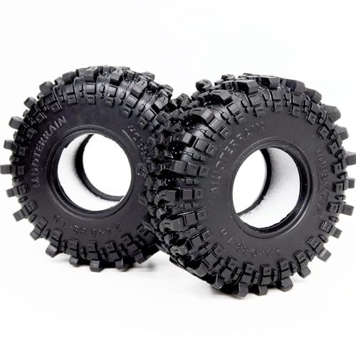2pcs 1.0 Tires 61 * 22.4mm Soft Sticky Mud Crawler Tyre For RC 1/18 TRX4M 1/24 SCX24 AX24 FCX24 Enduro24 Upgrades, (2-Pack)