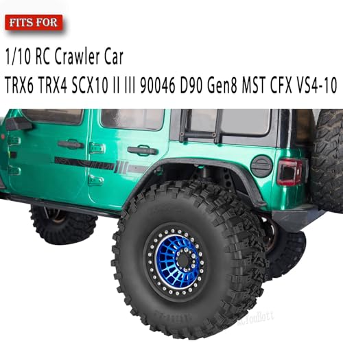 RC Aluminum 2.2" Beadlock Wheel Tires Set for 1/10 RC Crawler Car,TRX6 TRX4 SCX10 II III 90046 D90 Gen8 MST CFX VS4-10,RC Wheels 2.2 Beadlock Wheel Rims,(4PCS) Navy Blue - color: Navy Blue -(Rc Wheels Tires)