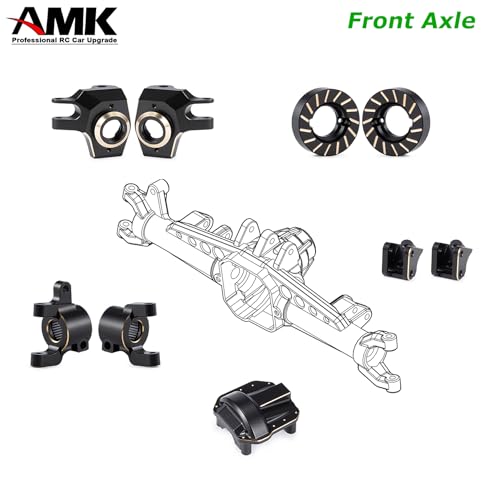 440g SCX10 II Brass Weights Set Diff Cover Steering Knuckles C Hub Link Mounts Clamping Lockouts with Wheel Counterweights for 1/10 RC Crawler AR44 Axial SCX10 Upgrades