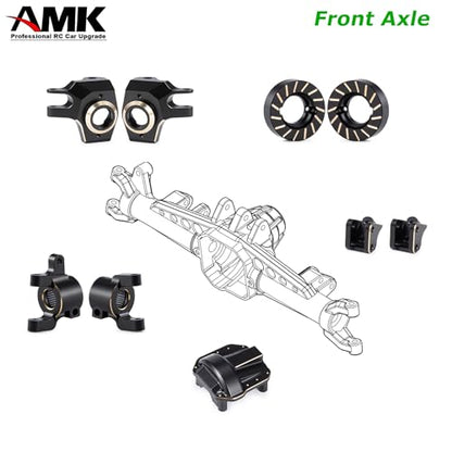 440g SCX10 II Brass Weights Set Diff Cover Steering Knuckles C Hub Link Mounts Clamping Lockouts with Wheel Counterweights for 1/10 RC Crawler AR44 Axial SCX10 Upgrades