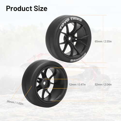 1/10 RC Drift Tires and Wheels, daitoku 12mm Hex Racing Truck Tires and Plastic Wheels Rims for Tamiya Traxxas HPI KYOSHO XV02 XV01 TT01 TT02 PTG2 A959 - Style A (Black) - color: Black