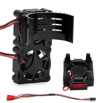 ESC/Motor Cooling Fan Heatsink Set RC Parts for TRAXXAS VXL-3S Slash/Rally/Bandit/Stampede 2WD 4WD RC Car (Black) - color: Black