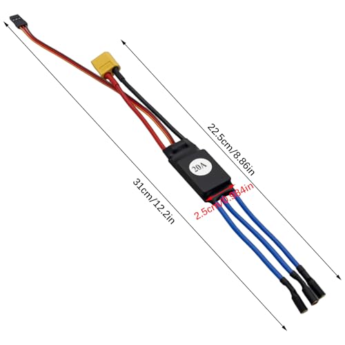 30A Electric Brushless Motor Controller, 2 Pcs ESC Speed Controller with XT60 and 3.5mm Bullet Plugs for RC Drone RC Airplane Helicopter (20A) - color: 20A