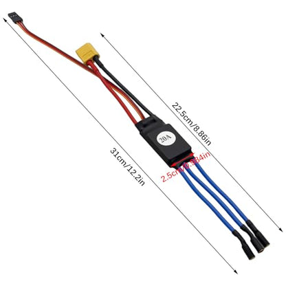 30A Electric Brushless Motor Controller, 2 Pcs ESC Speed Controller with XT60 and 3.5mm Bullet Plugs for RC Drone RC Airplane Helicopter (20A) - color: 20A