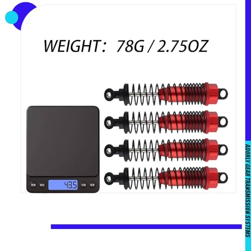 4pc Front Rear Aluminum Shocks (110mm, Oil Filled,) for Redcat Gen7 Pro Sport Everest 10 Gen 8 v2 Volcano Epx Pro RidgeRock Wendigo 1/10 Rc Crawler Red - color: red