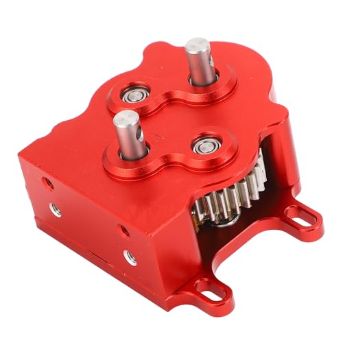 RiToEasysports RC Car Gearbox, Dual Outer Rotor Motor Transmission Assembly with POM Skid Plate, for SCX10 1/10 Scale RC Crawler Car (Red) - color: Red