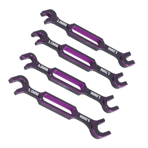 4PCS RC Wrench, Premium Aluminum Alloy Turnbuckle Nut Ball Joint Remover Tool with 3.0 3.2 .5 .7 4.0 5.0 6.0mm Sizes, for RC Car Boat Drone Crawler Truck DIY (Purple) - color: Purple