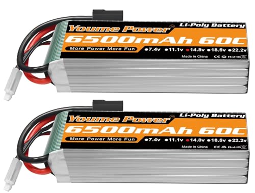 4S Lipo Battery 14.8V 6500mA 60C fit for RC Truck Vehicle Drone 2pcs | 4S Battery 14.8V 6500mAh Tr Plug Soft Case Compatible with Maxx X-Maxx RC Buggy Truggy Crawler Monster Car Helicopter Boat